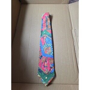 Hardy Amies London Necktie Colorful Geometric Abstract Print Tie 54"